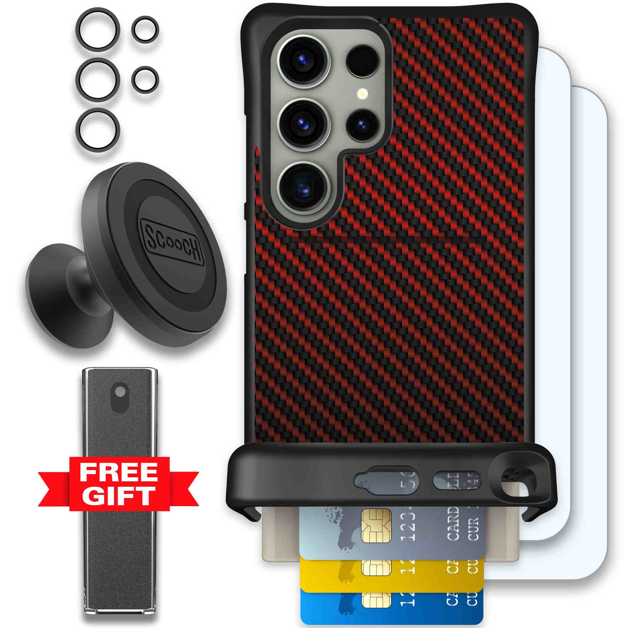 Red Carbon Fiber | website | Galaxy S24 Ultra | Defender Bundle