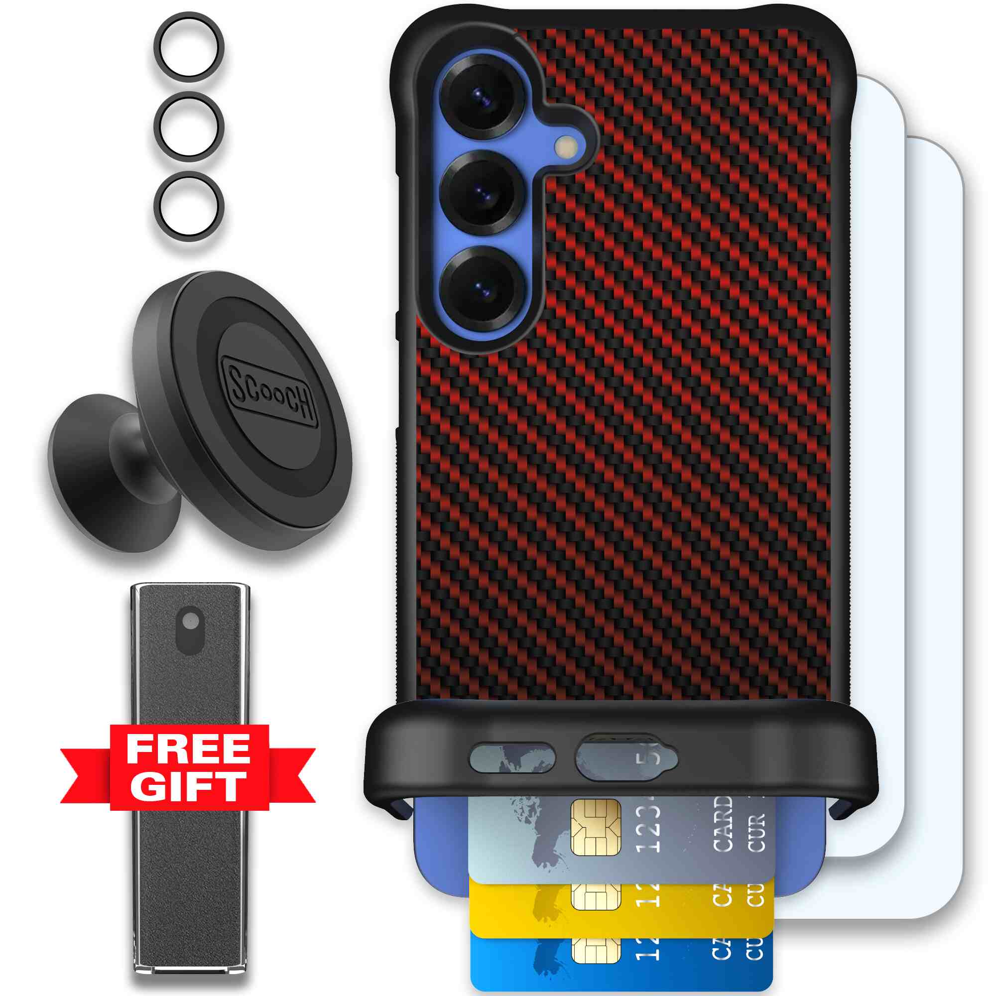 Red Carbon Fiber | website | Galaxy S25+ | Defender Bundle