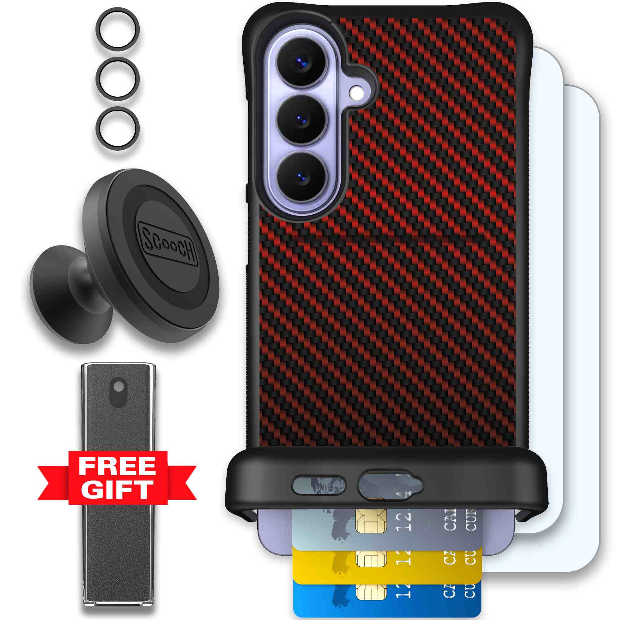 Red Carbon Fiber | website | Galaxy S26+ | Defender Bundle