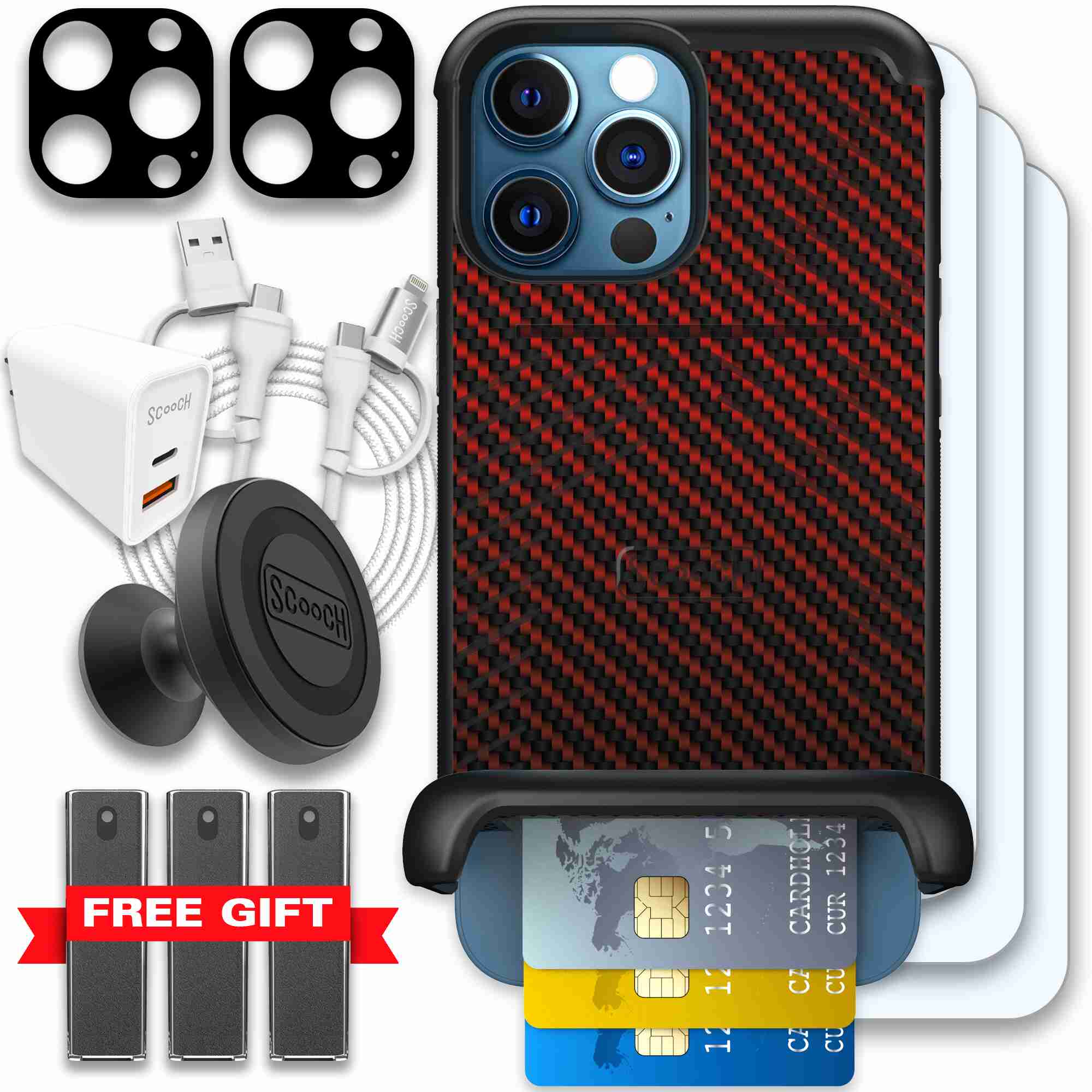 Red Carbon Fiber | website | iPhone 12 Pro Max | Ultimate Bundle