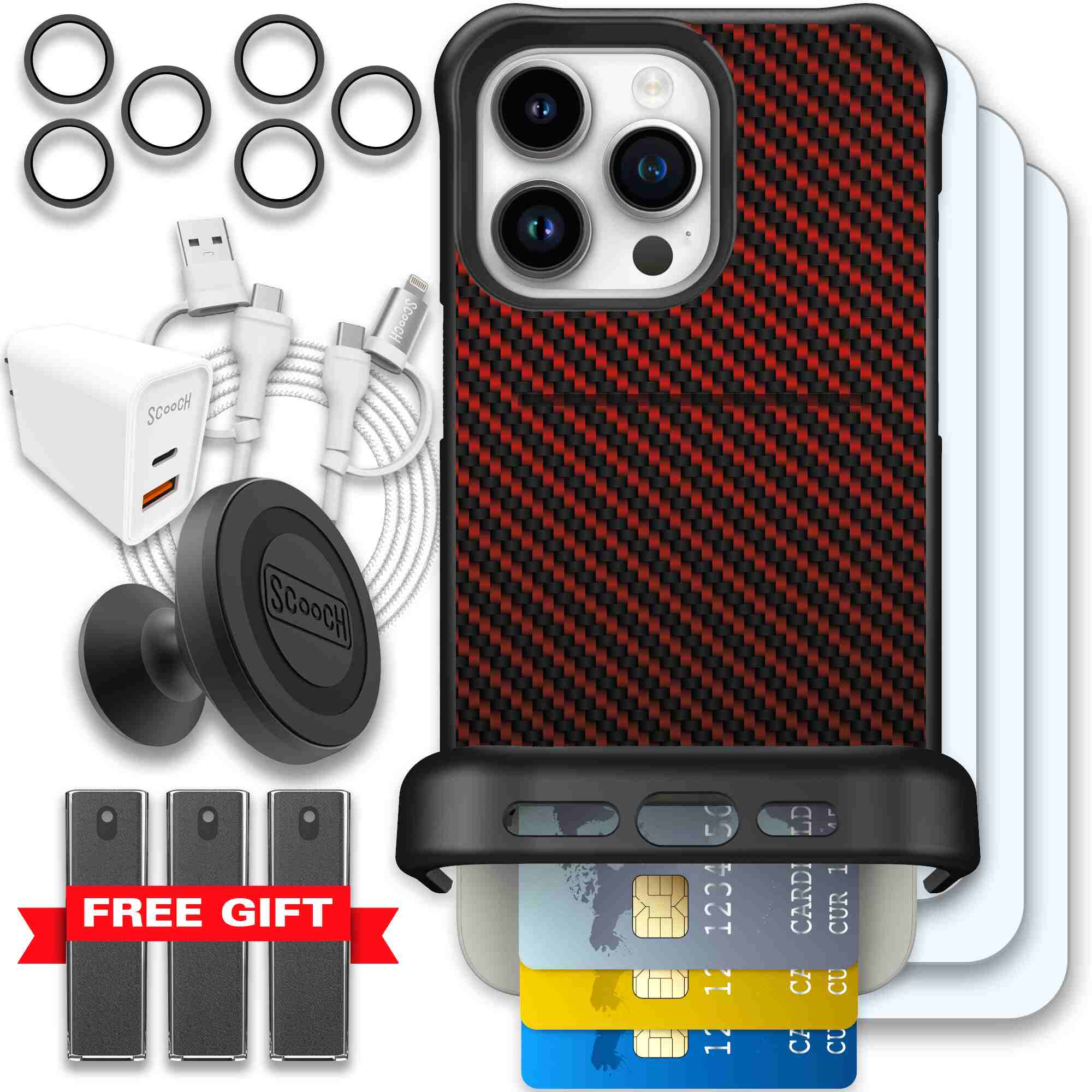 Red Carbon Fiber | website | iPhone 15 Pro Max | Ultimate Bundle