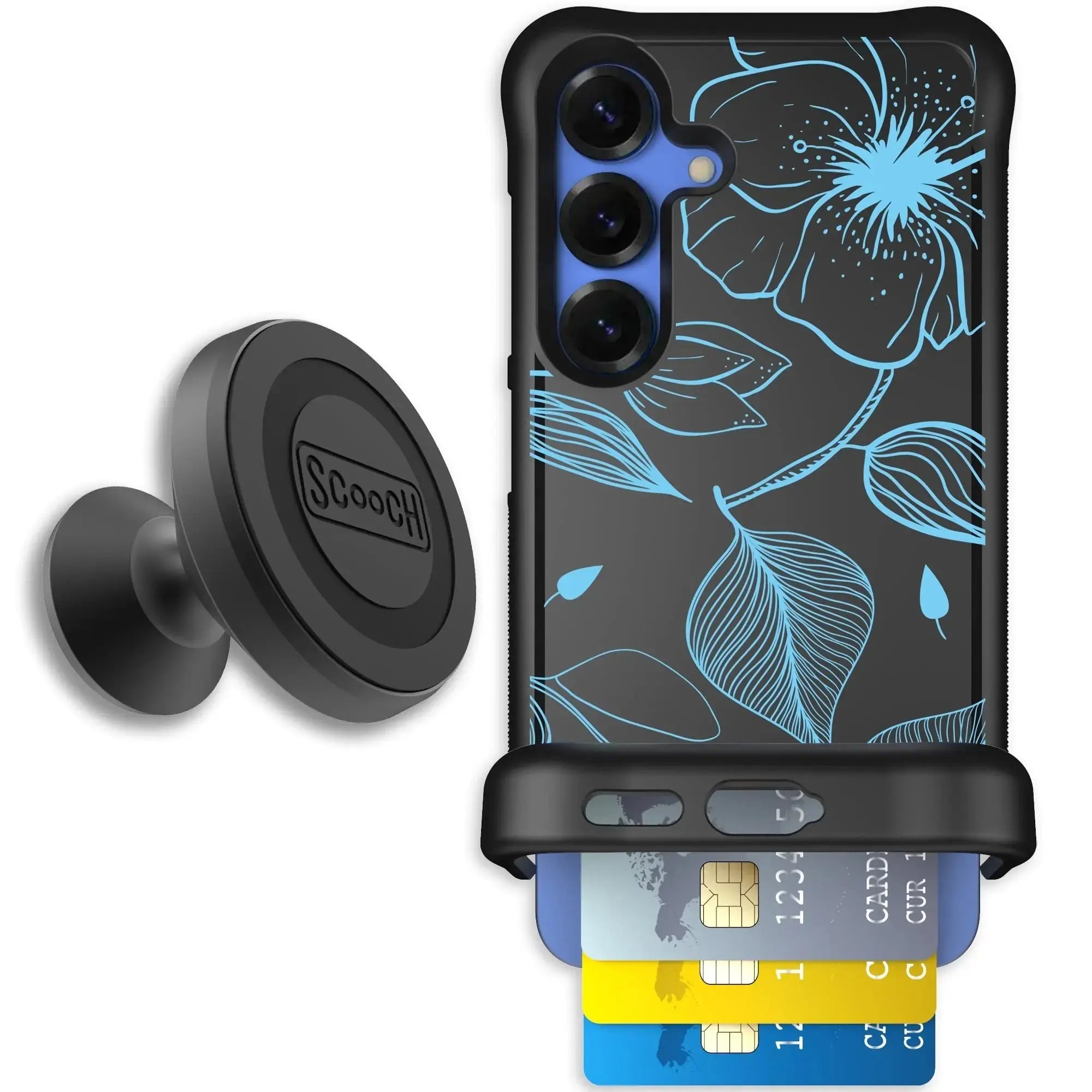 Scooch-Wingmate Starter Bundle for Samsung Galaxy S26-Blue-Hibiscus