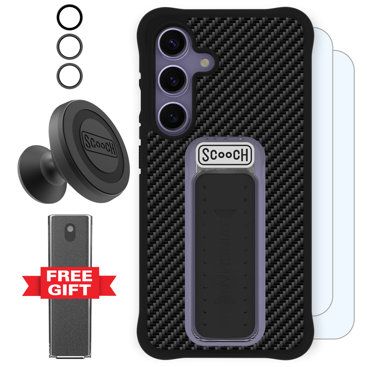 Scooch Wingman Defender Bundle for Galaxy S24 in Carbon Fiber