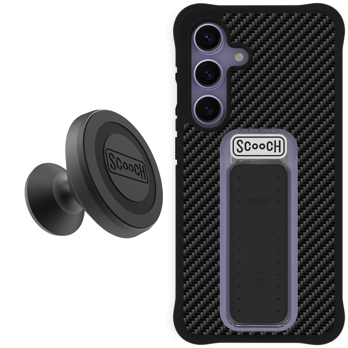 Scooch Wingman Starter Bundle for Galaxy S24 in Carbon Fiber