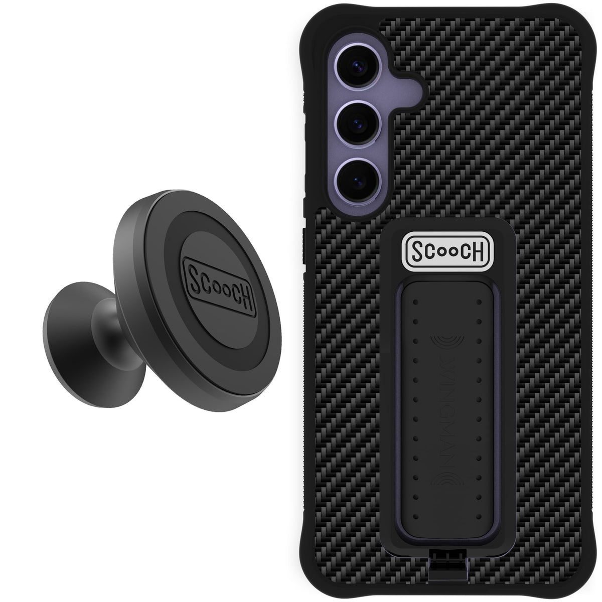 Scooch Wingman Starter Bundle for Galaxy S24+ in Carbon Fiber