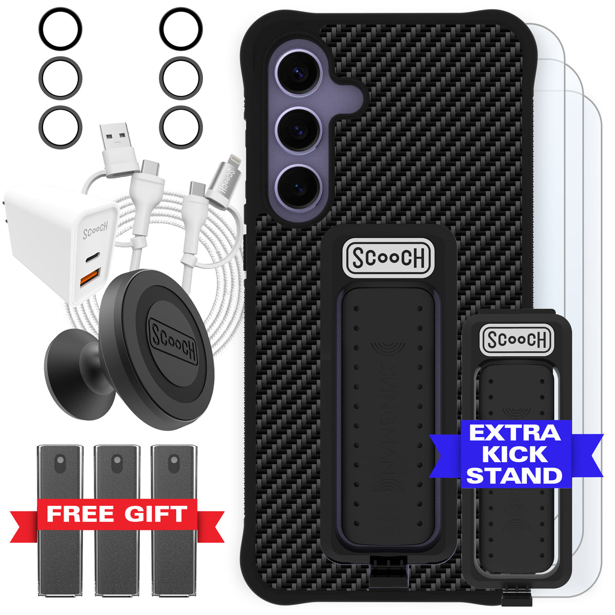 Scooch Wingman Ultimate Bundle for Galaxy S24+ in Carbon Fiber