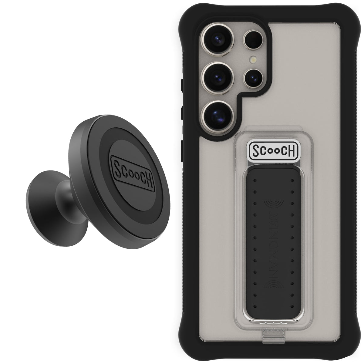 Scooch Wingman Starter Bundle for Galaxy S24 Ultra in Tuxedo Clear