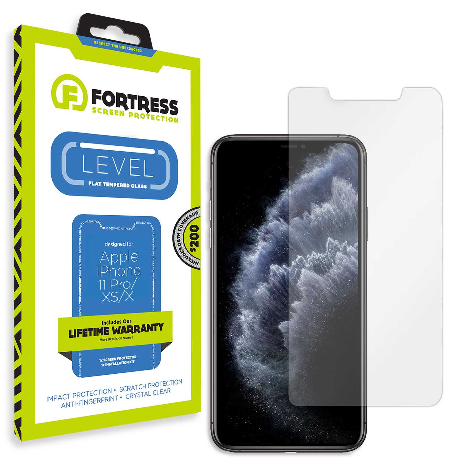 Fortress iPhone XS Screen Protector $200Coverage Scooch Screen Protector