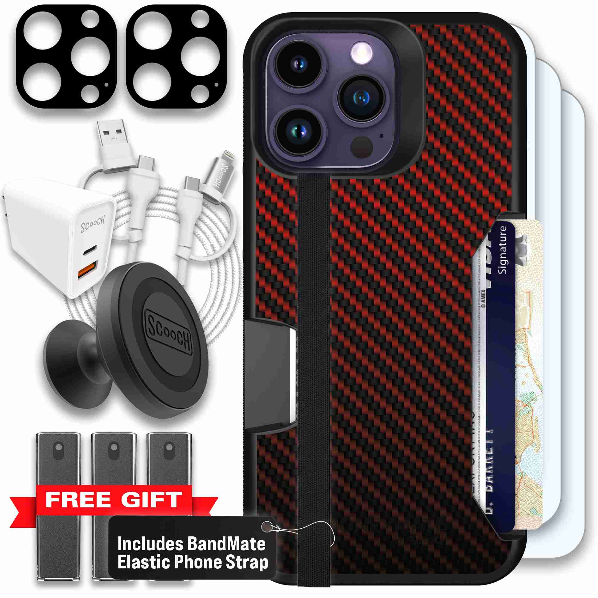 Red Carbon Fiber | website | iPhone 14 Pro Max | Ultimate Bundle