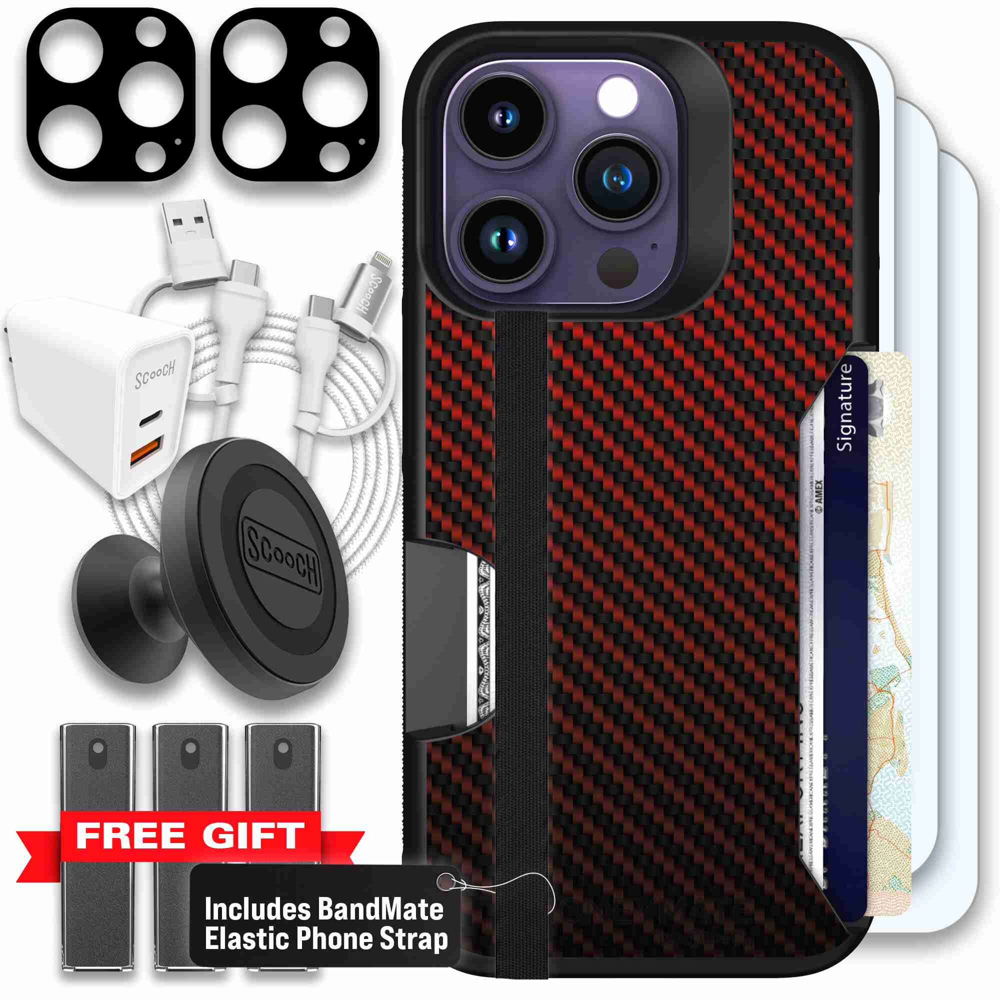 Red Carbon Fiber | website | iPhone 14 Pro | Ultimate Bundle