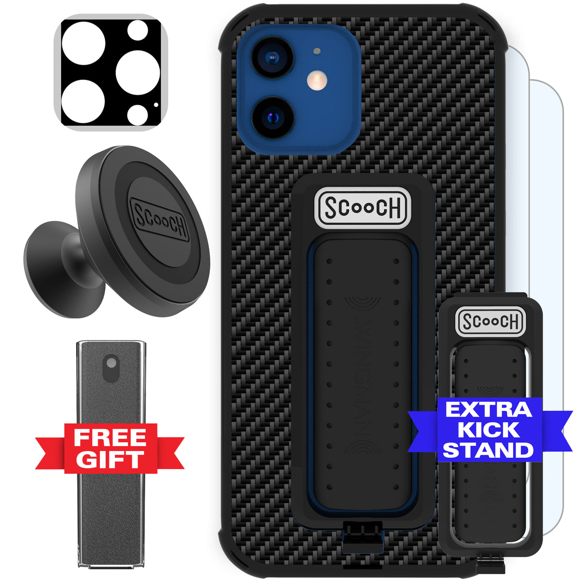 Scooch Wingman Defender Bundle for iPhone 12 Pro in Carbon Fiber