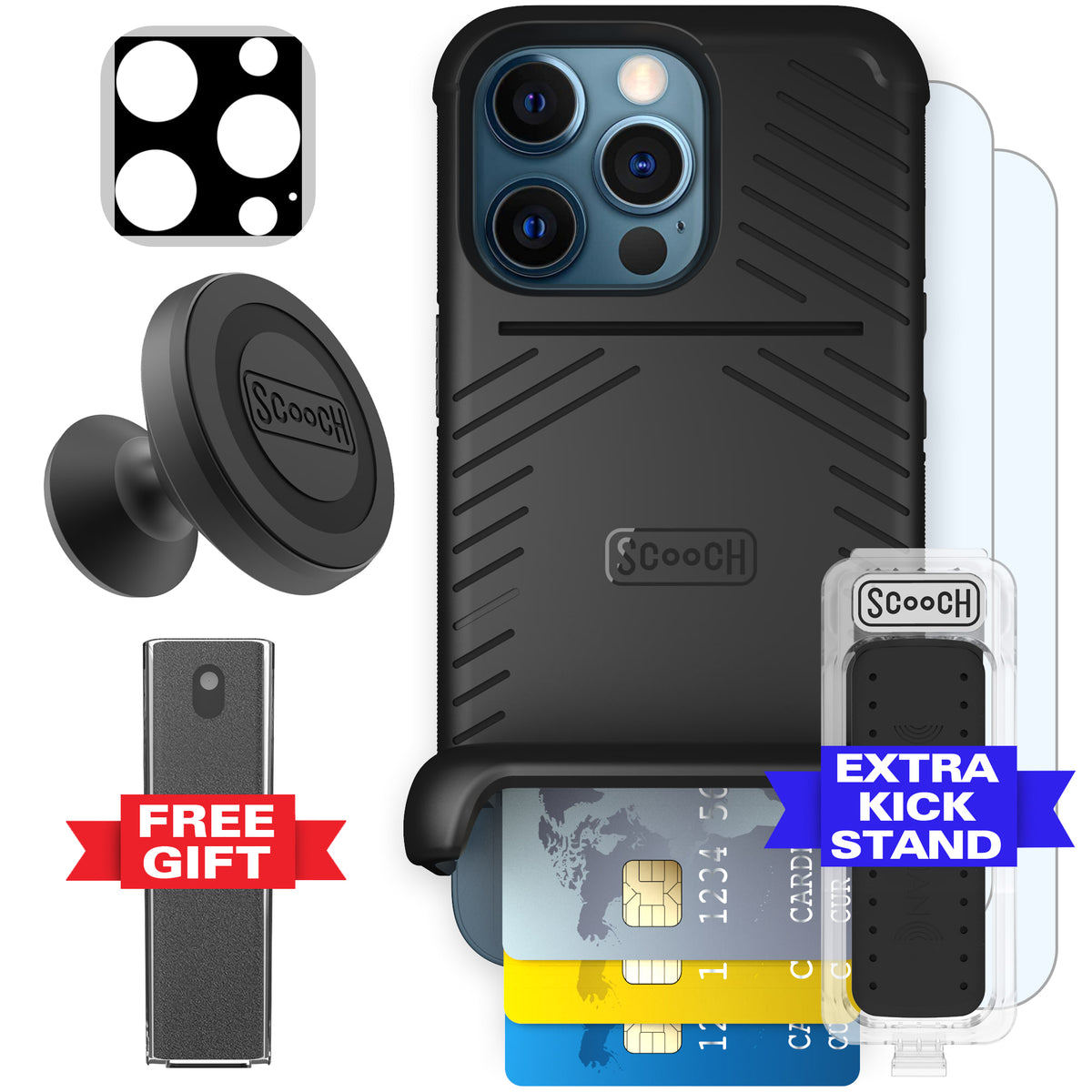 Scooch Wingman Defender Bundle for iPhone 12 Pro in Tuxedo Clear