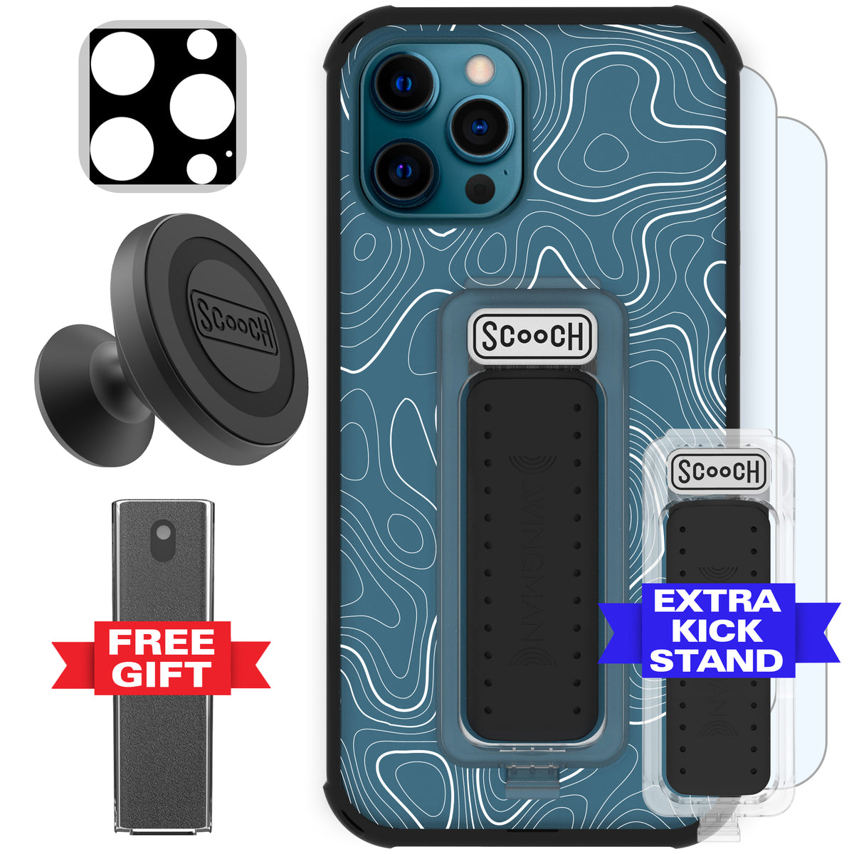 Scooch Wingman Defender Bundle for iPhone 12 Pro Max in Topography