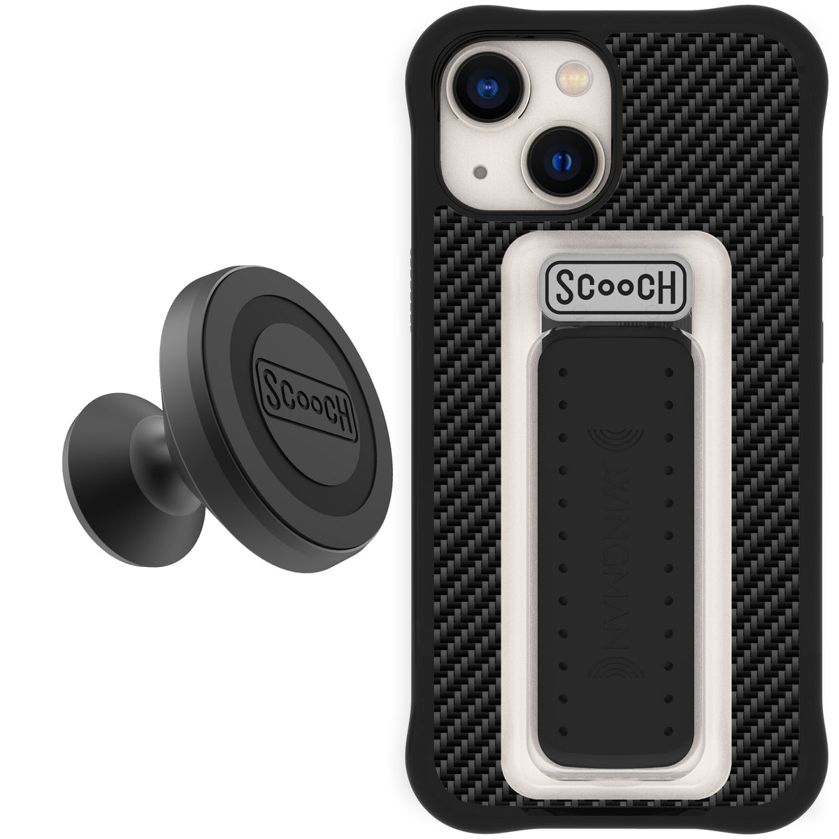 Scooch Wingman Starter Bundle for iPhone 13 mini in Carbon Fiber