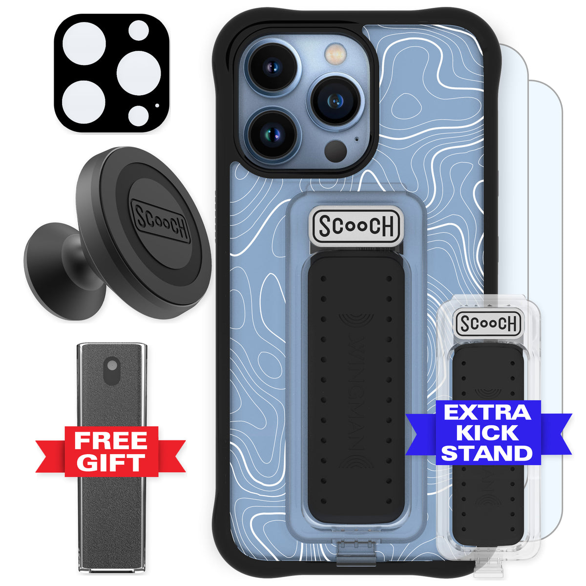 Scooch Wingman Defender Bundle for iPhone 13 Pro in Topography