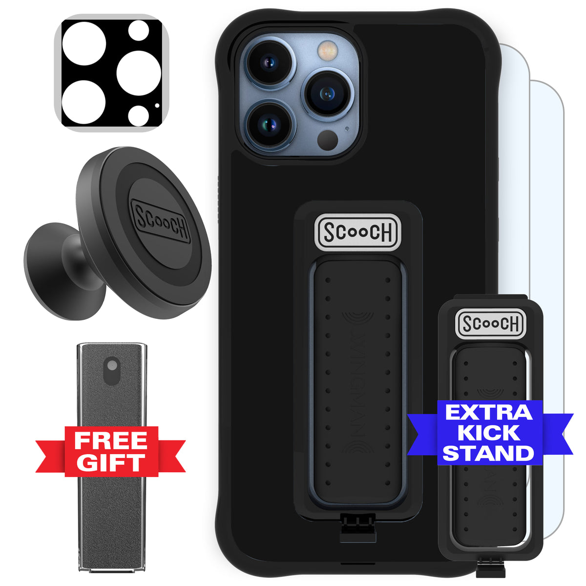Scooch Wingman Defender Bundle for iPhone 13 Pro Max in Black