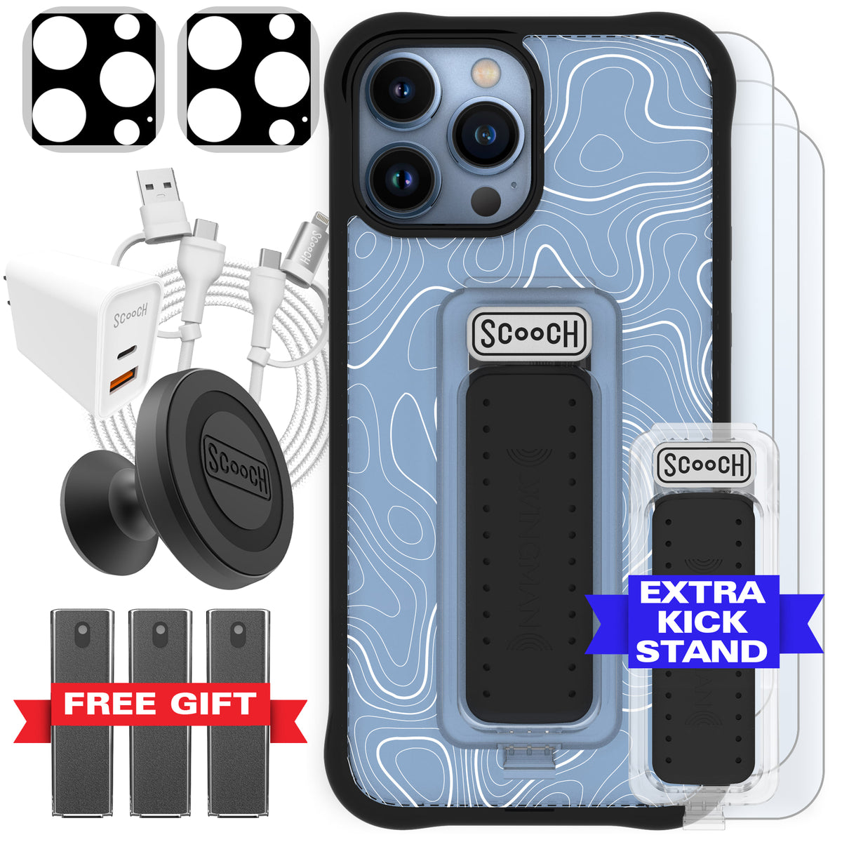 Scooch Wingman Ultimate Bundle for iPhone 13 Pro Max in Topography