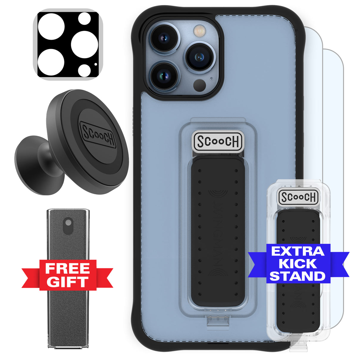 Scooch Wingman Defender Bundle for iPhone 13 Pro Max in Tuxedo Clear