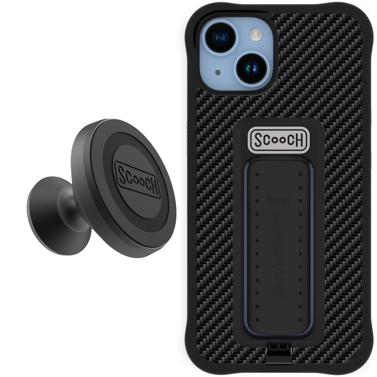 Scooch Wingman Starter Bundle for iPhone 14 in Carbon Fiber