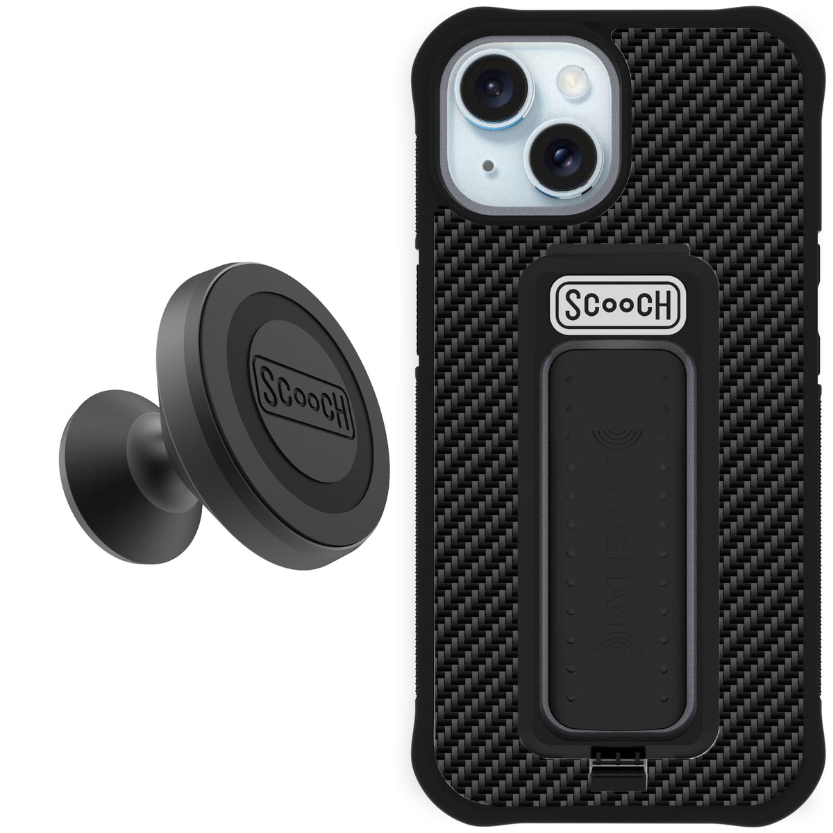 Scooch Wingman Starter Bundle for iPhone 15 in Carbon Fiber