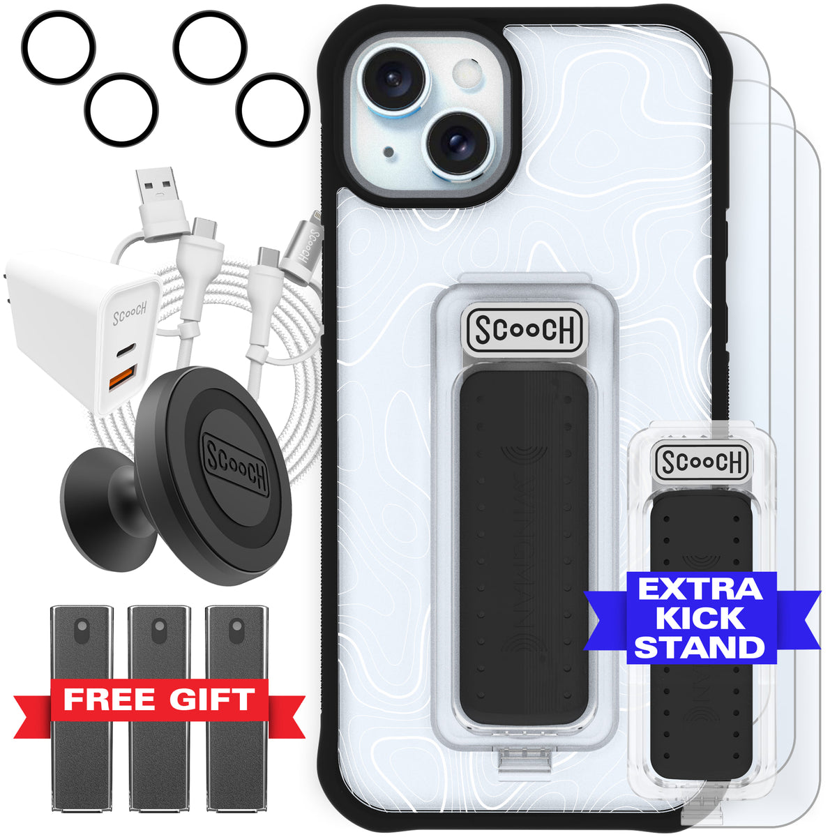 Scooch Wingman Ultimate Bundle for iPhone 15 Plus in Topography