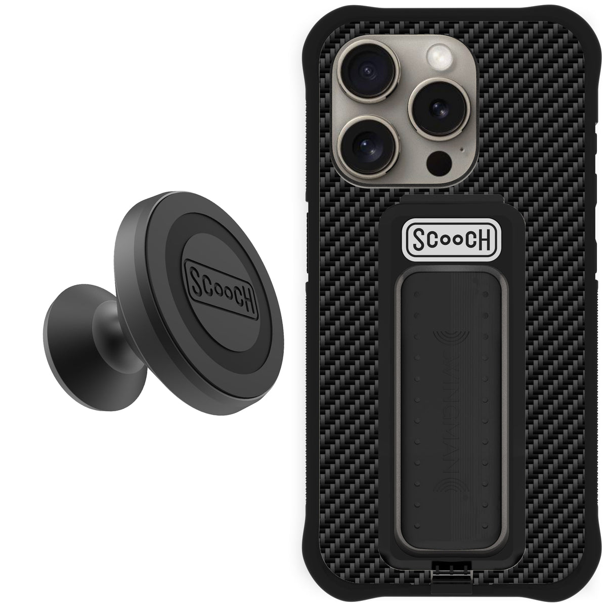 Scooch Wingman Starter Bundle for iPhone 15 Pro in Carbon Fiber