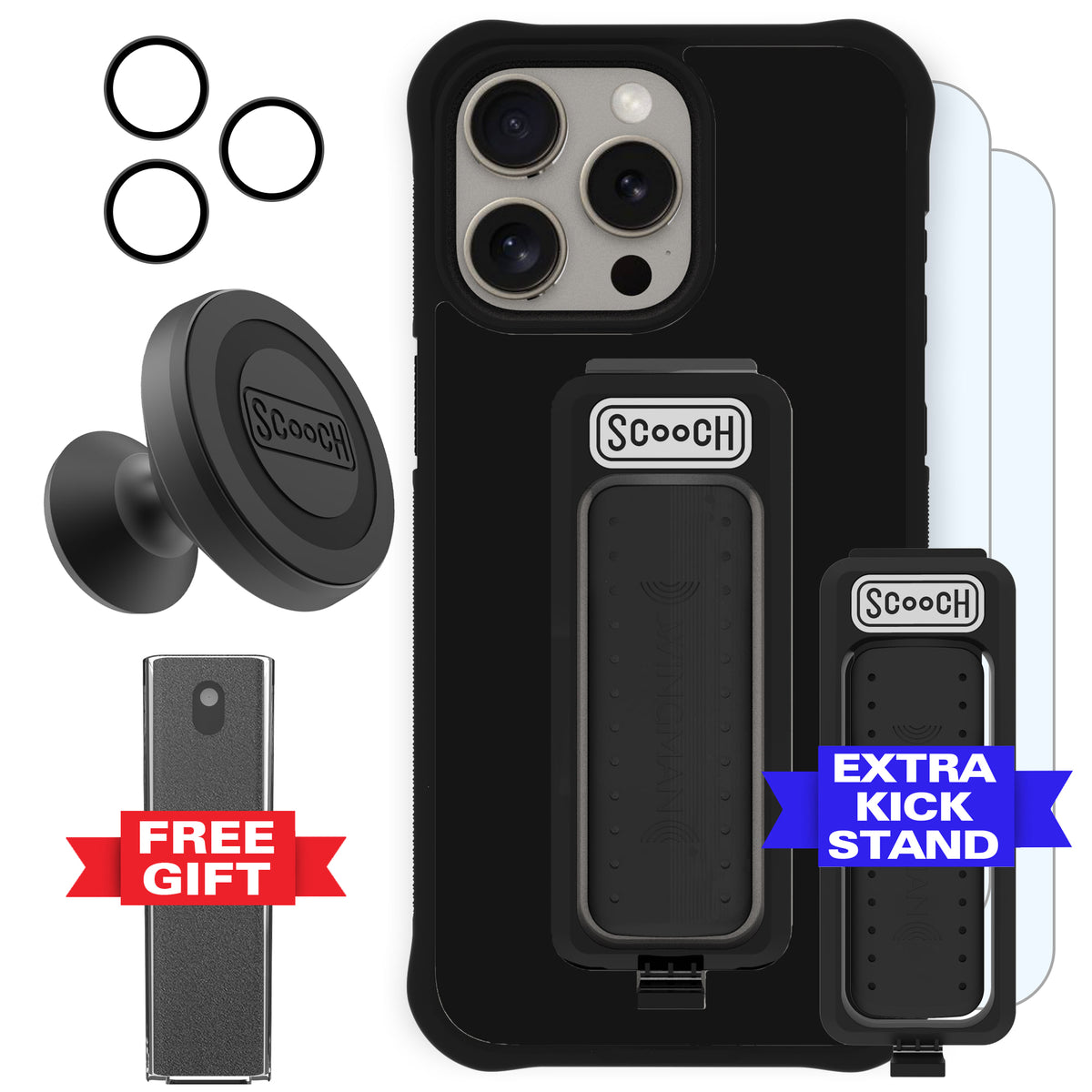 Scooch Wingman Defender Bundle for iPhone 15 Pro Max in Black