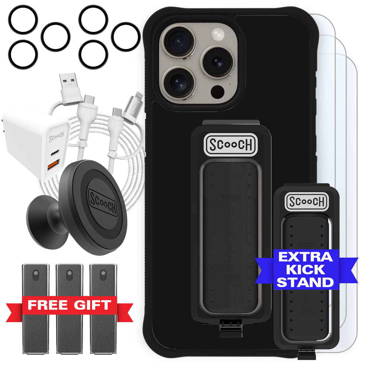 Scooch Wingman Ultimate Bundle for iPhone 15 Pro Max in Black