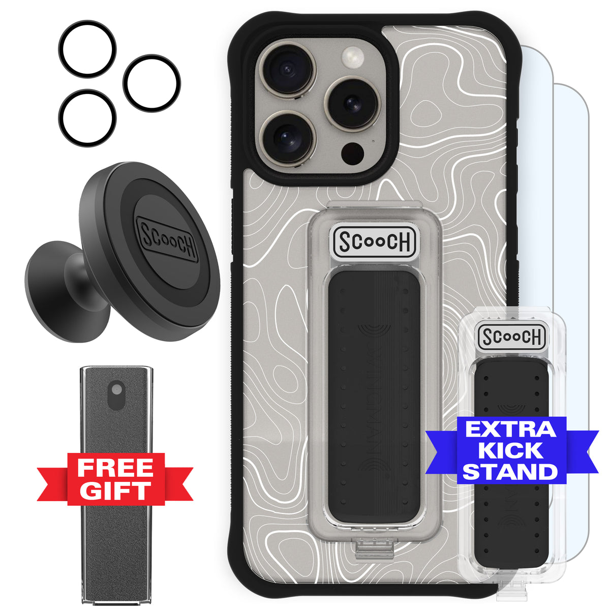 Scooch Wingman Defender Bundle for iPhone 15 Pro Max in Topography