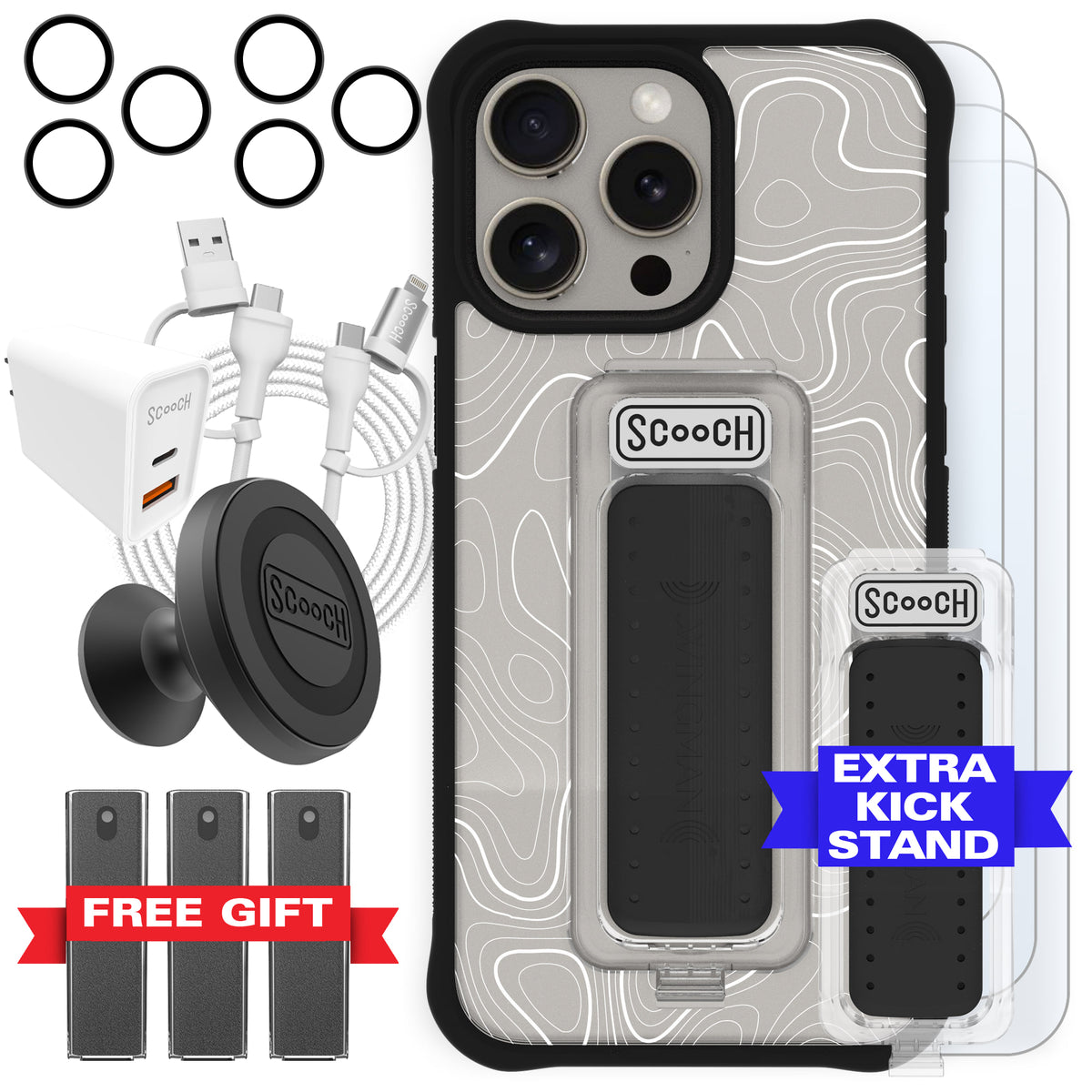 Scooch Wingman Ultimate Bundle for iPhone 15 Pro Max in Topography