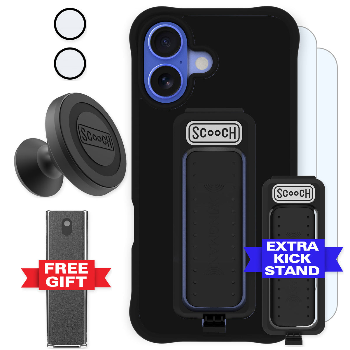 Scooch Wingman Defender Bundle for iPhone 16 in Black