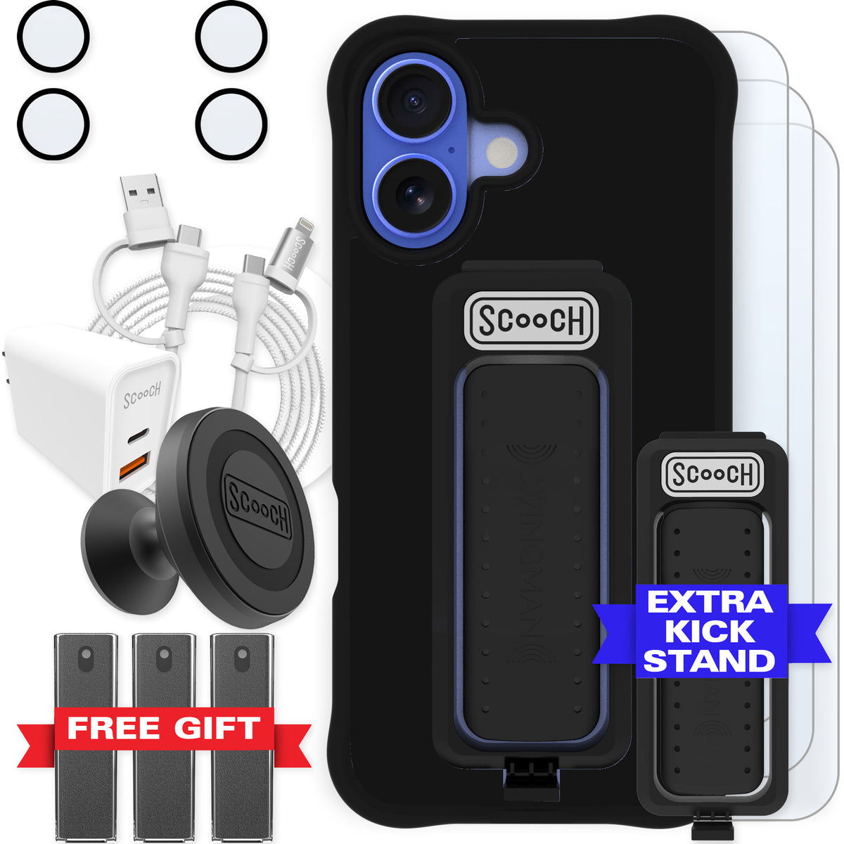 Scooch Wingman Ultimate Bundle for iPhone 16 in Black