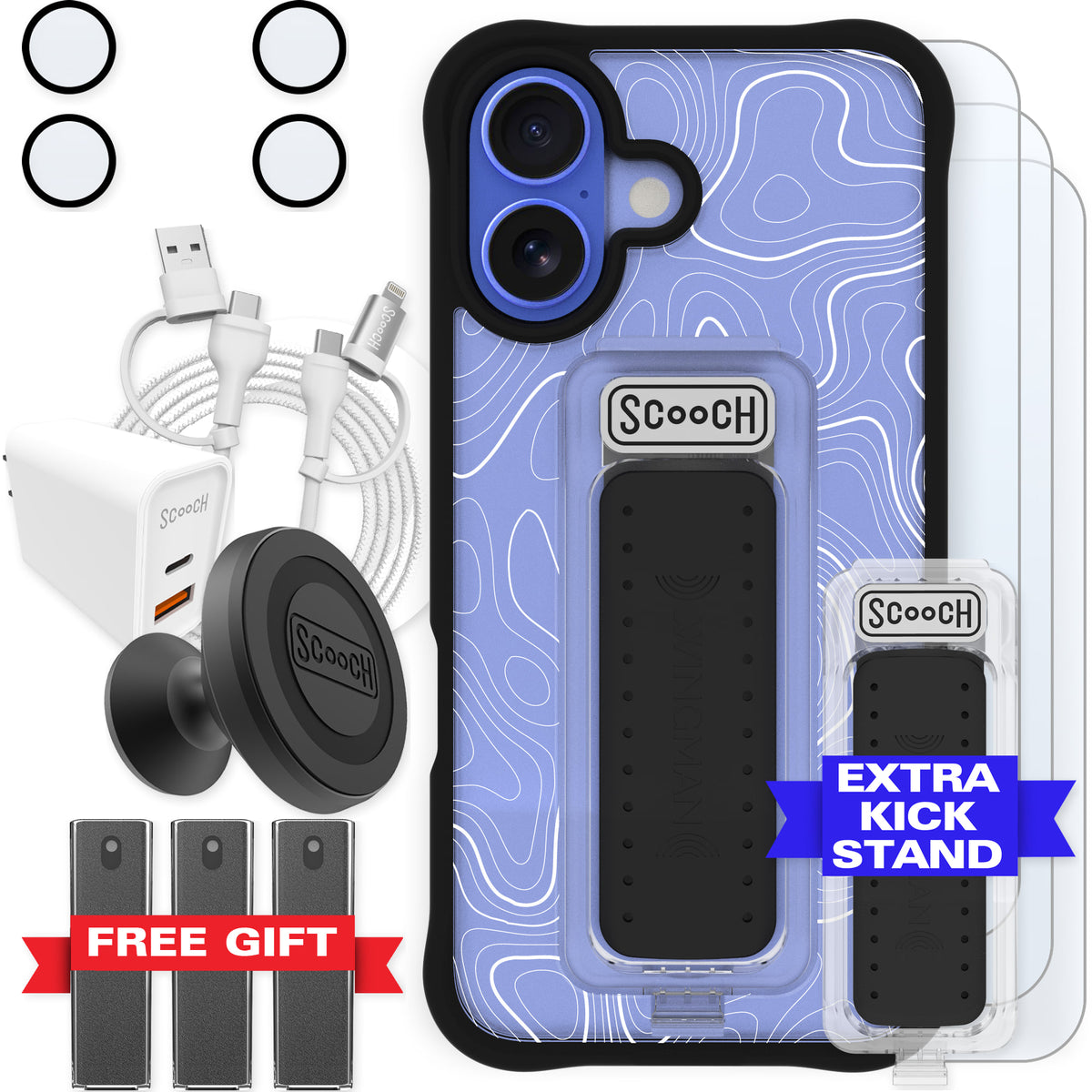 Scooch Wingman Ultimate Bundle for iPhone 16 in Topography