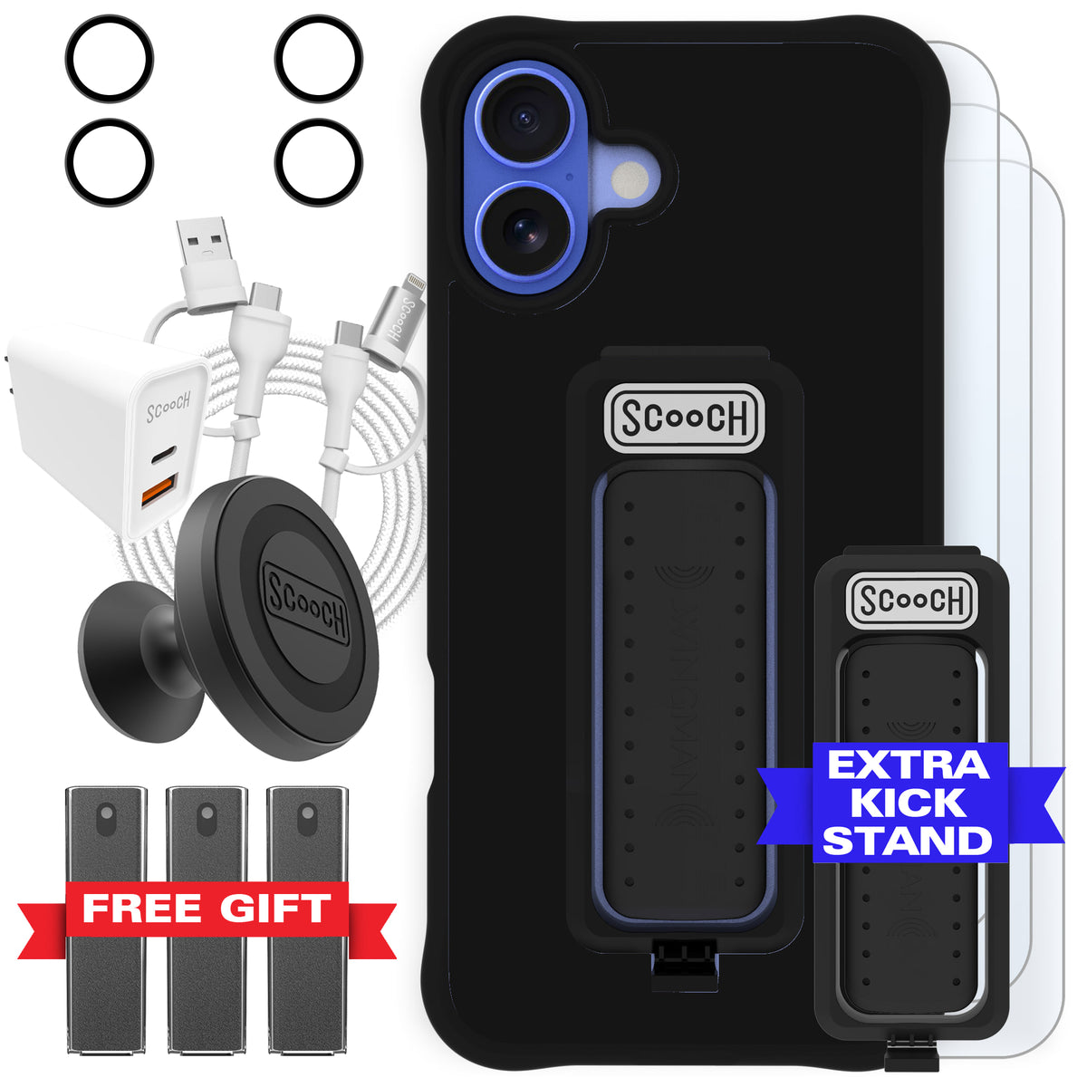 Scooch Wingman Ultimate Bundle for iPhone 16 Plus in Black