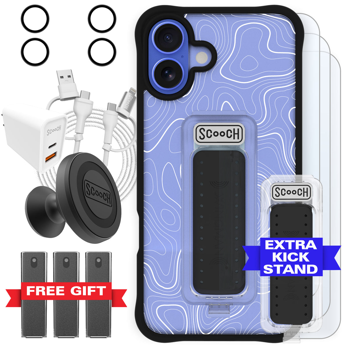 Scooch Wingman Ultimate Bundle for iPhone 16 Plus in Topography