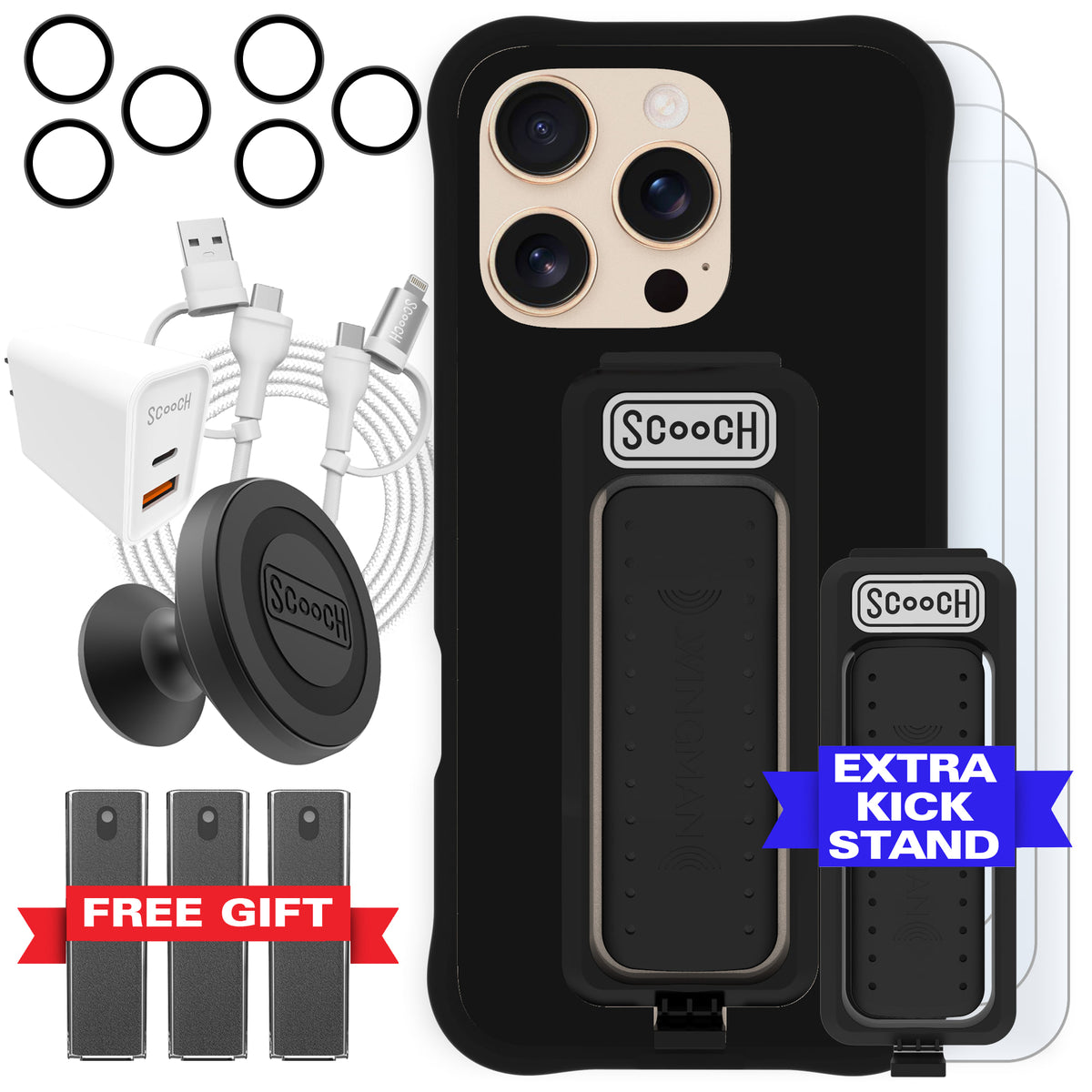 Scooch Wingman Ultimate Bundle for iPhone 16 Pro in Black