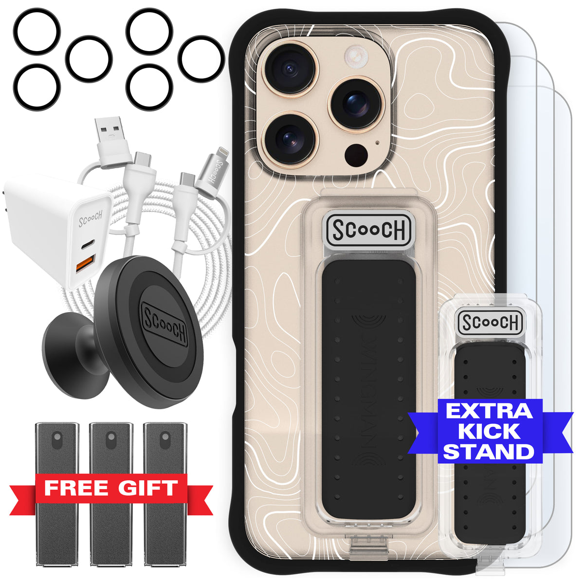 Scooch Wingman Ultimate Bundle for iPhone 16 Pro in Topography