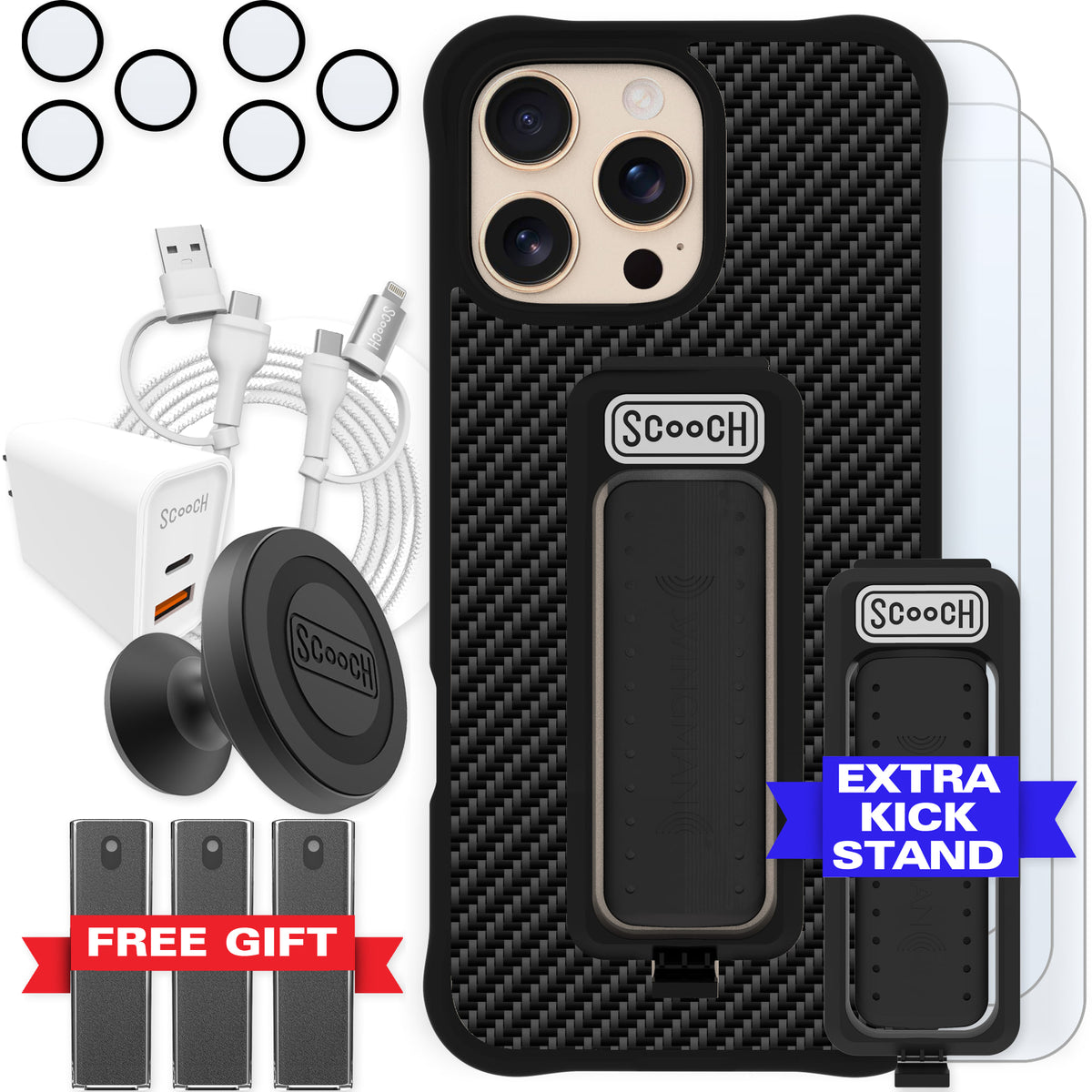 Scooch Wingman Ultimate Bundle for iPhone 16 Pro Max in Carbon Fiber