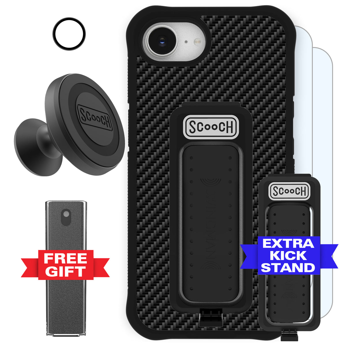 Scooch Wingman Defender Bundle for iPhone 16e in Carbon Fiber