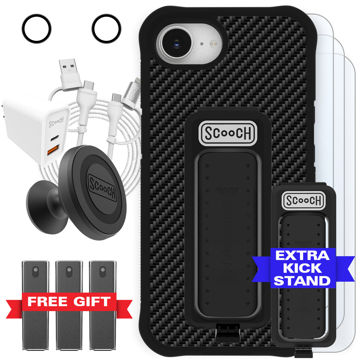 Scooch Wingman Ultimate Bundle for iPhone 16e in Carbon Fiber