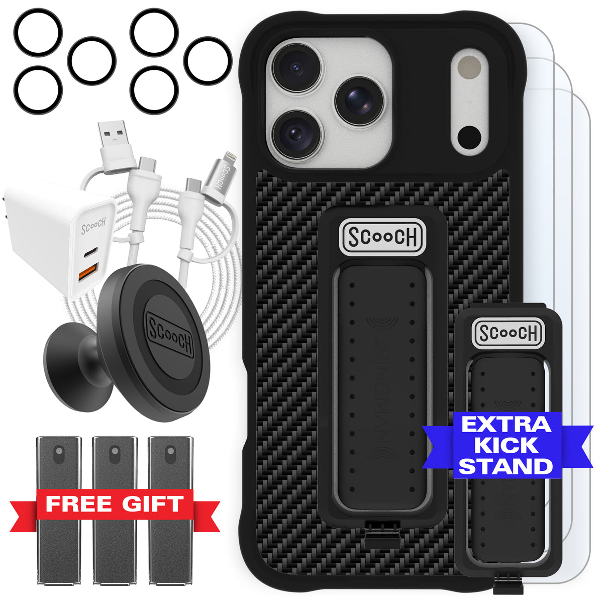 Scooch Wingman Ultimate Bundle for iPhone 17 Pro Max in Carbon Fiber