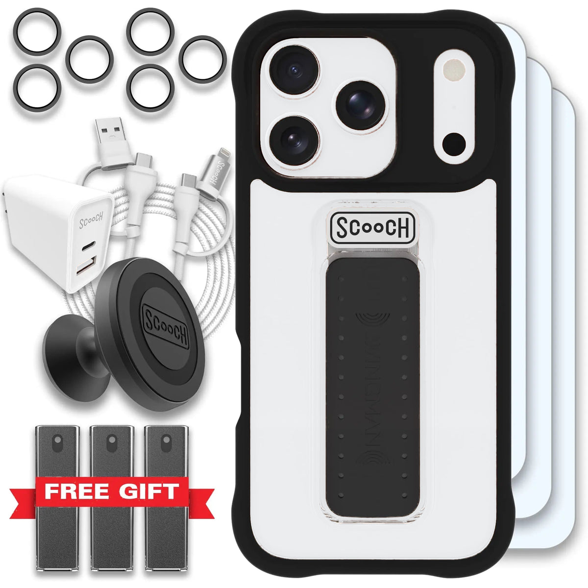 Scooch Wingman Ultimate Bundle for iPhone 18 Pro in Tuxedo Clear