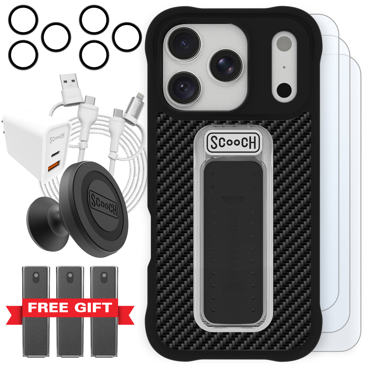 Scooch Wingman Ultimate Bundle for iPhone 18 Pro in Carbon Fiber