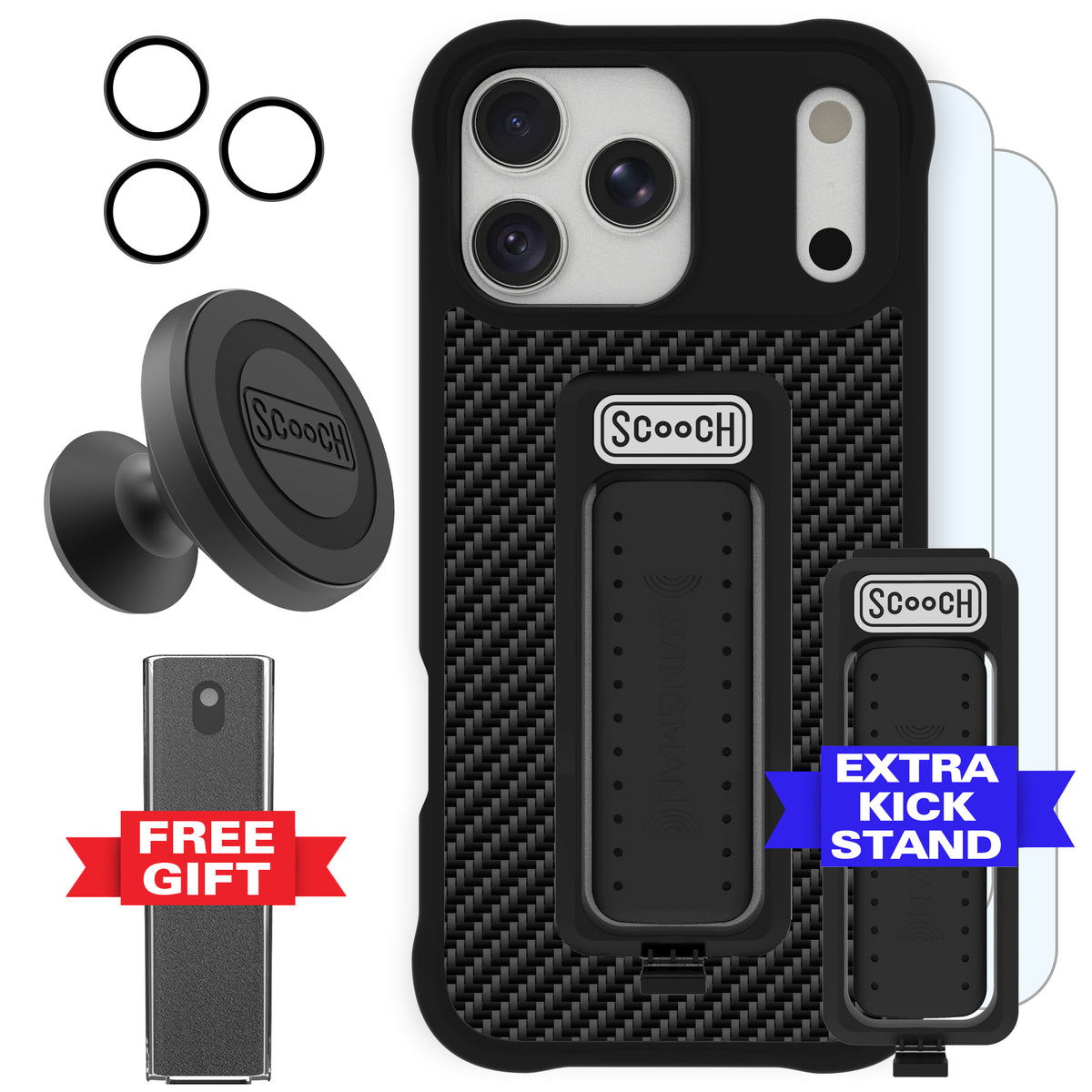 Scooch Wingman Defender Bundle for iPhone 18 Pro Max in Carbon Fiber