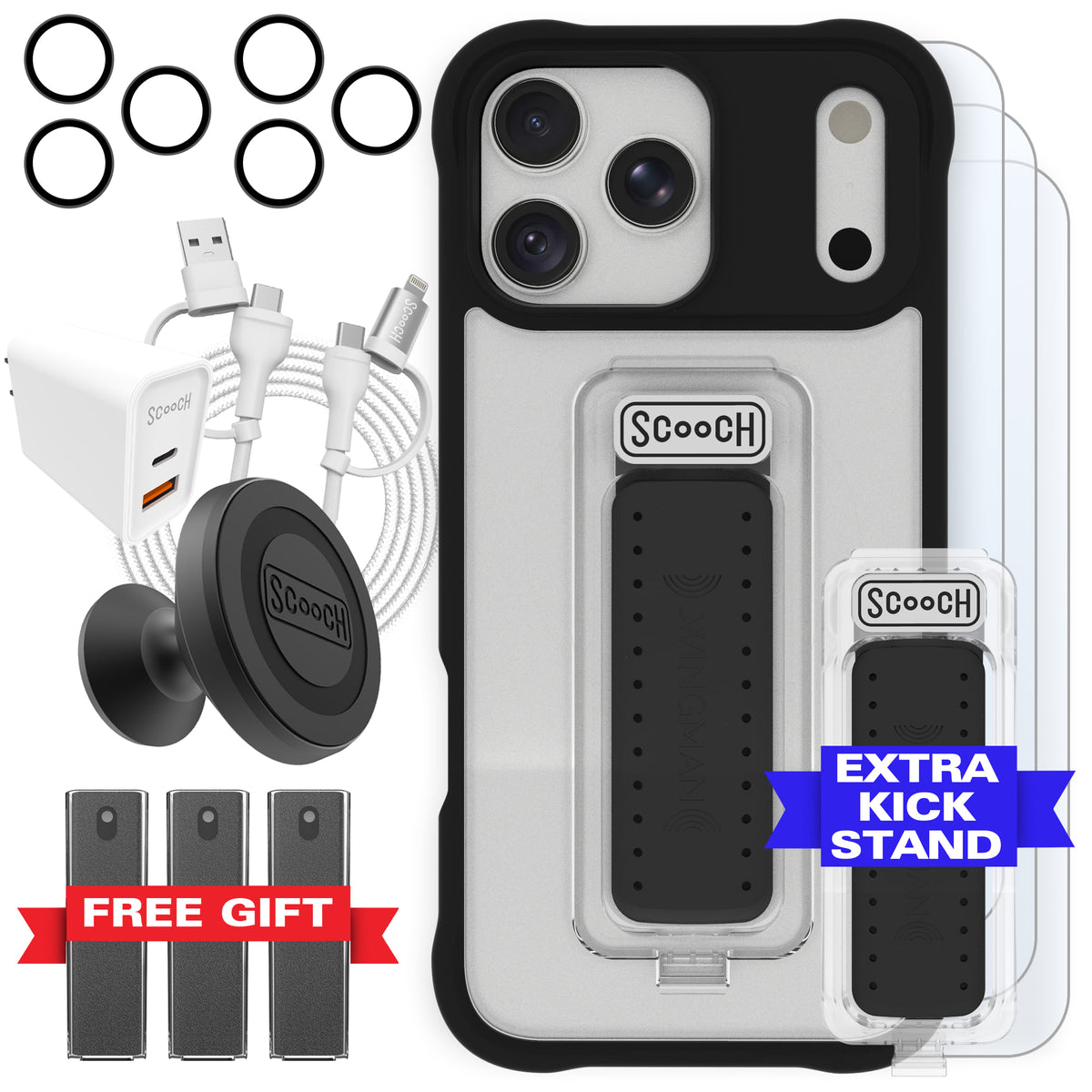 Scooch Wingman Ultimate Bundle for iPhone 18 Pro Max in Tuxedo Clear