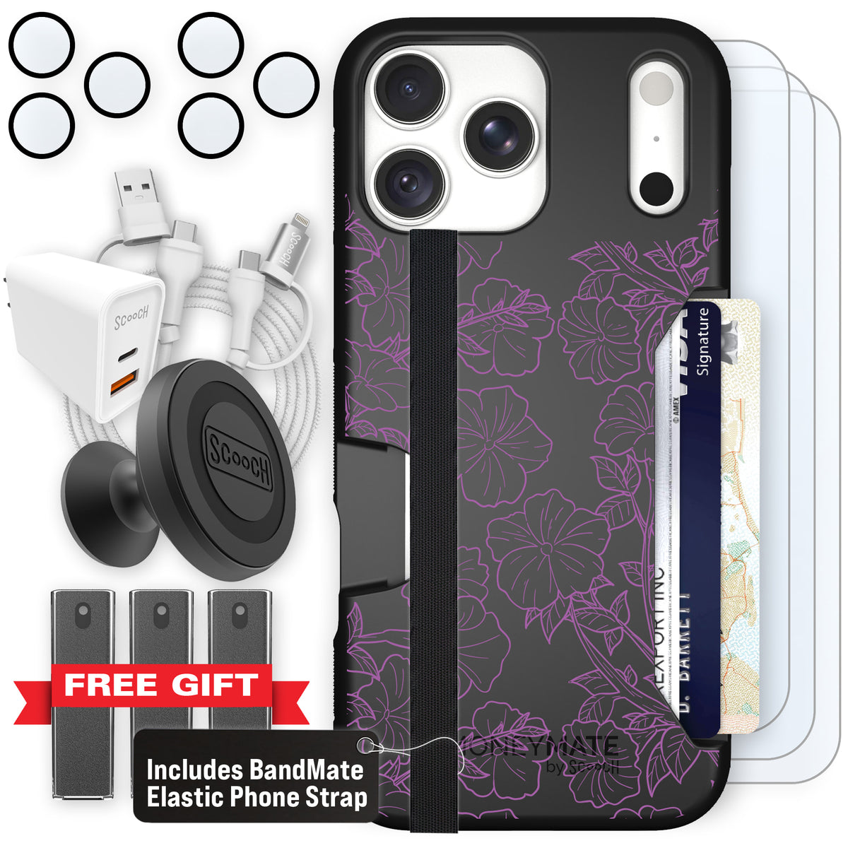 Moneymate Purple Petunias for iPhone 18 Pro Max — Ultimate Bundle