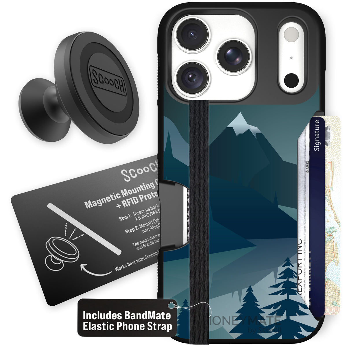 Moneymate Midnight Ridge for iPhone 18 Pro — Starter Bundle