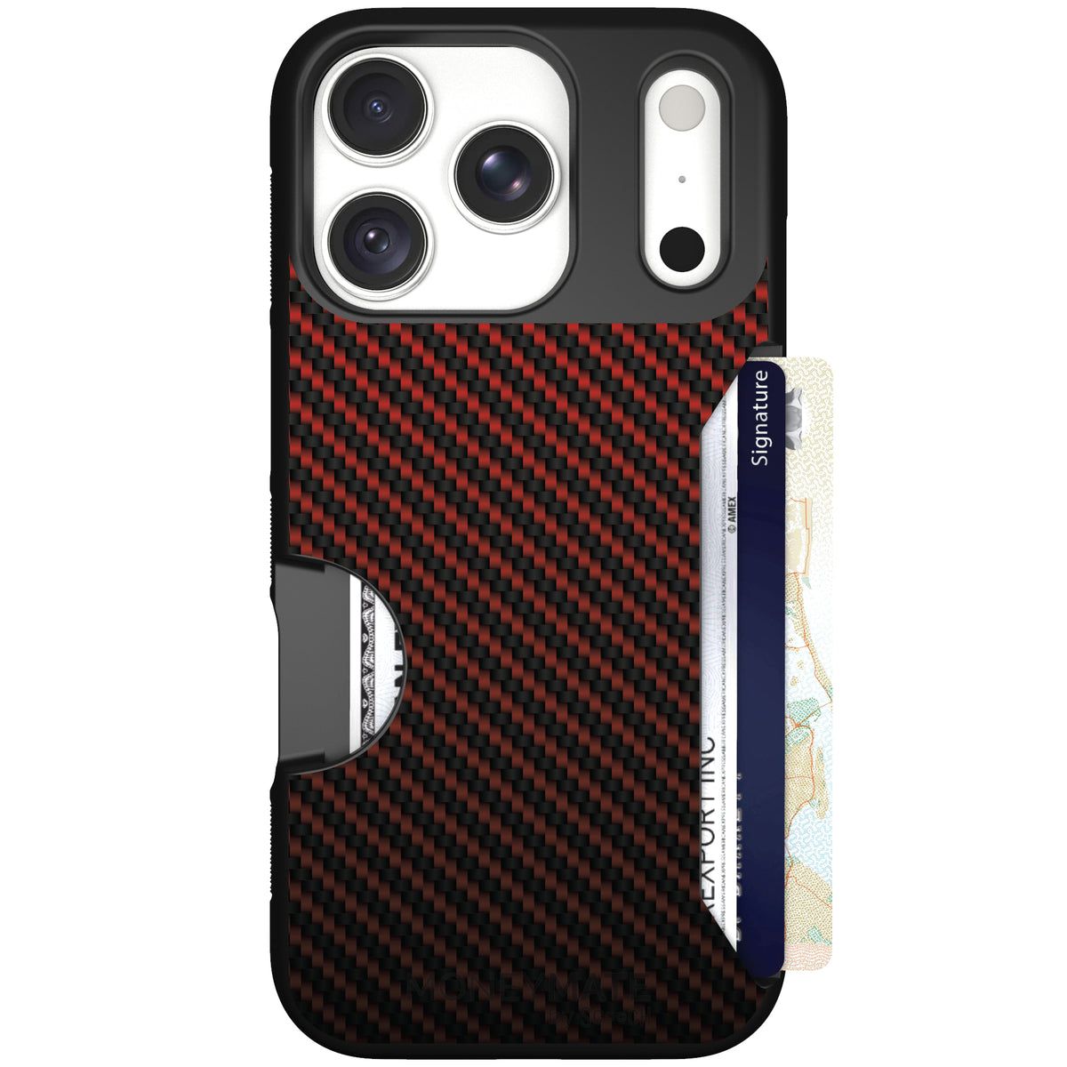 Moneymate Red Carbon Fiber for iPhone 18 Pro β case