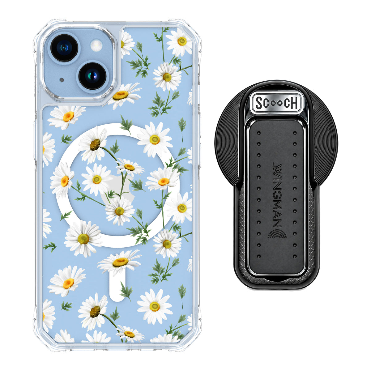 MagCase Daisies for iPhone 14 with Black Wingback for MagSafe