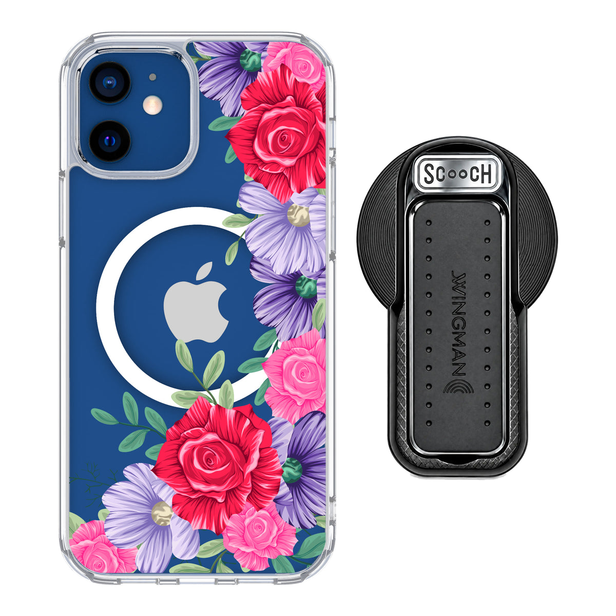 MagCase Spring Blossom for iPhone 12 with Black Wingback for MagSafe